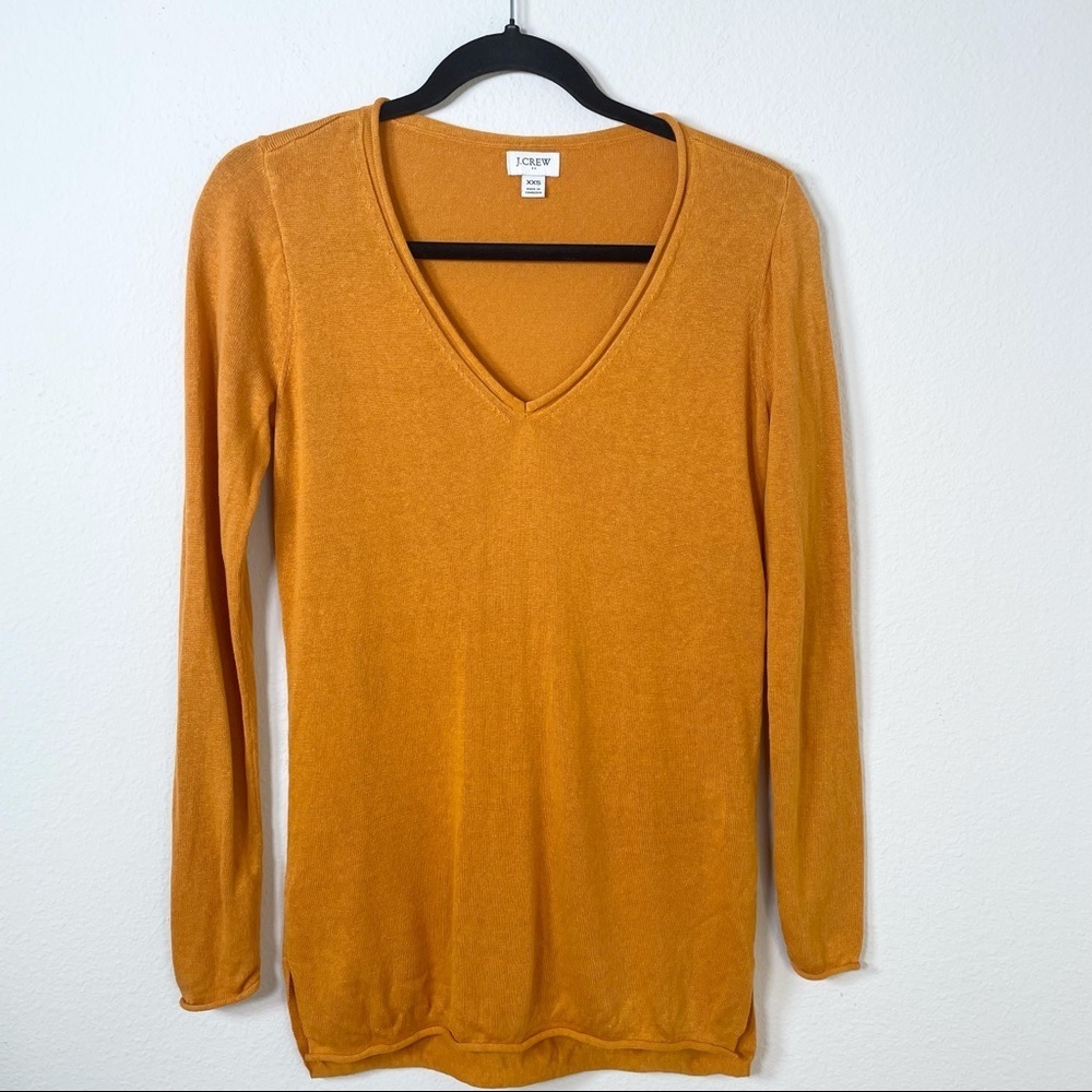 J. Crew Linen Blend V-Neck Mustard Yellow Sweater - Picture 10 of 10